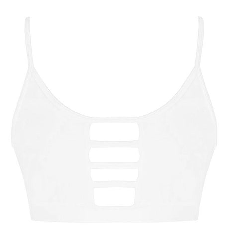 Female gym strappy crop top - White