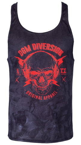 Mens gym stringer vest - Red skull