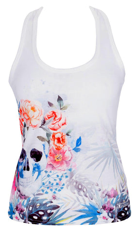 Female gym racerback vest - Skull