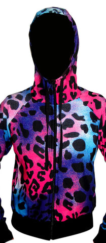 Female gym Hoodie - Slim-Fit- Colorful  Leopard